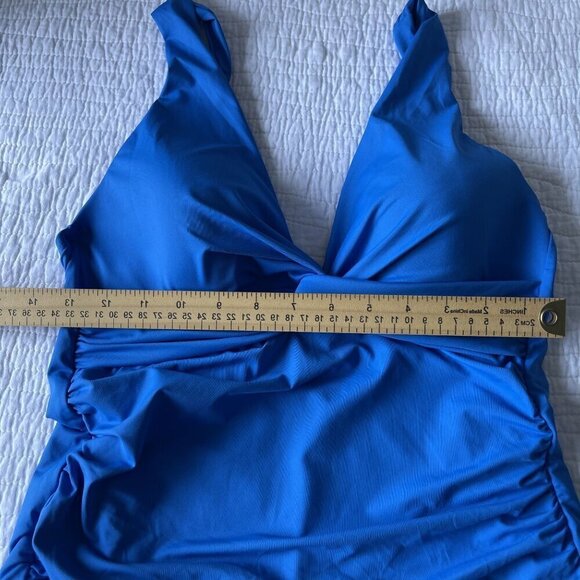La Blanca Twist Front Tankini Swimsuit TOP SZ 6 Blue Tie Back NEW - Picture 11 of 12